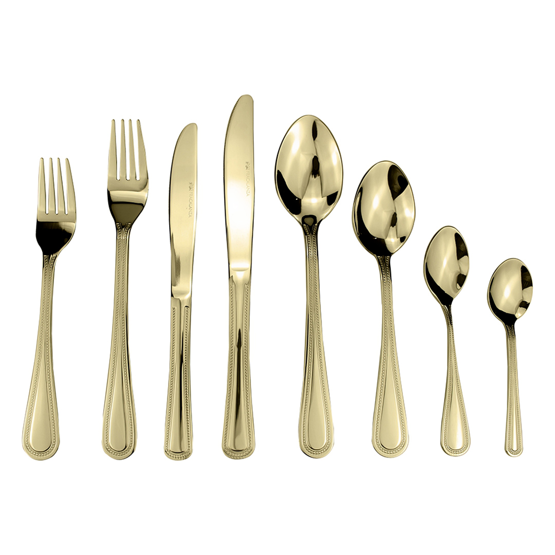 Imagem ilustrativa para Faqueiro em aço inox 48 peças cor champanhe