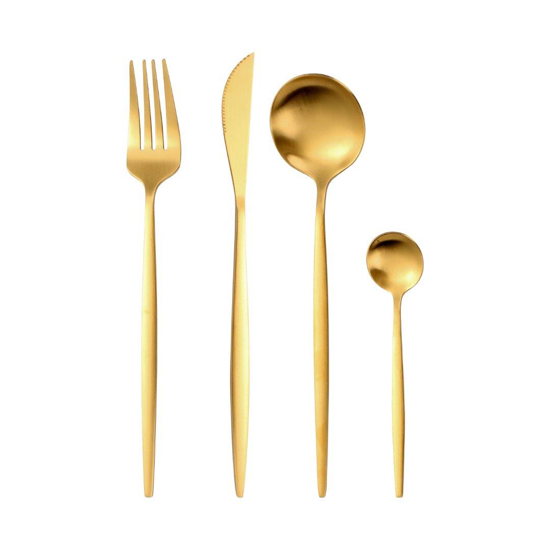 Imagem ilustrativa para Faqueiro em aço inox 24 peças cor dourada