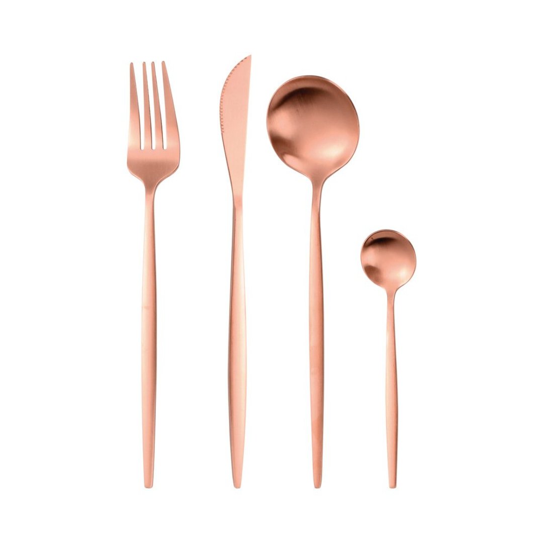 Imagem ilustrativa para Faqueiro em aço inox 24 peças cor cobre