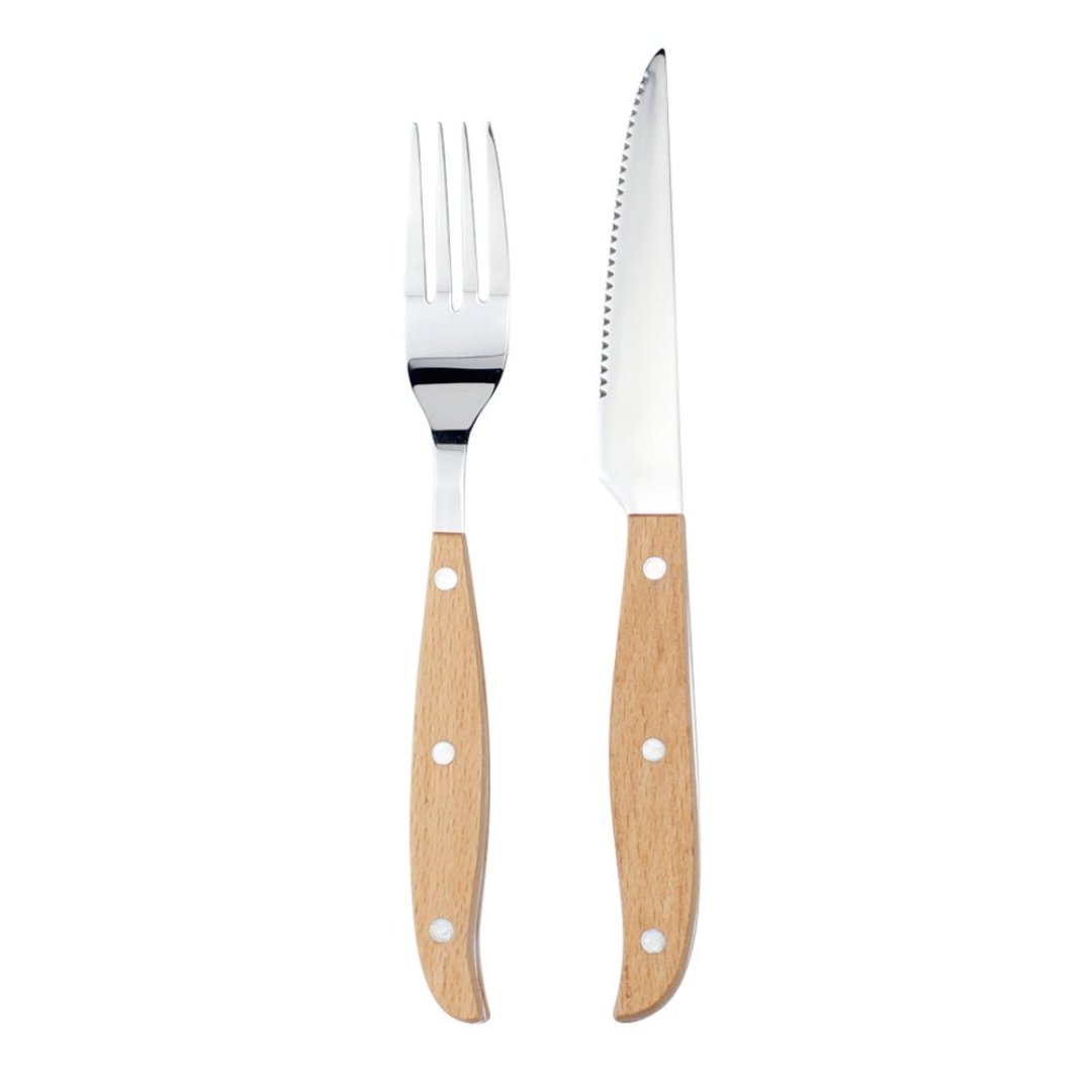 Imagem ilustrativa para Faqueiro em aço inox 12 peças com cabo em madeira