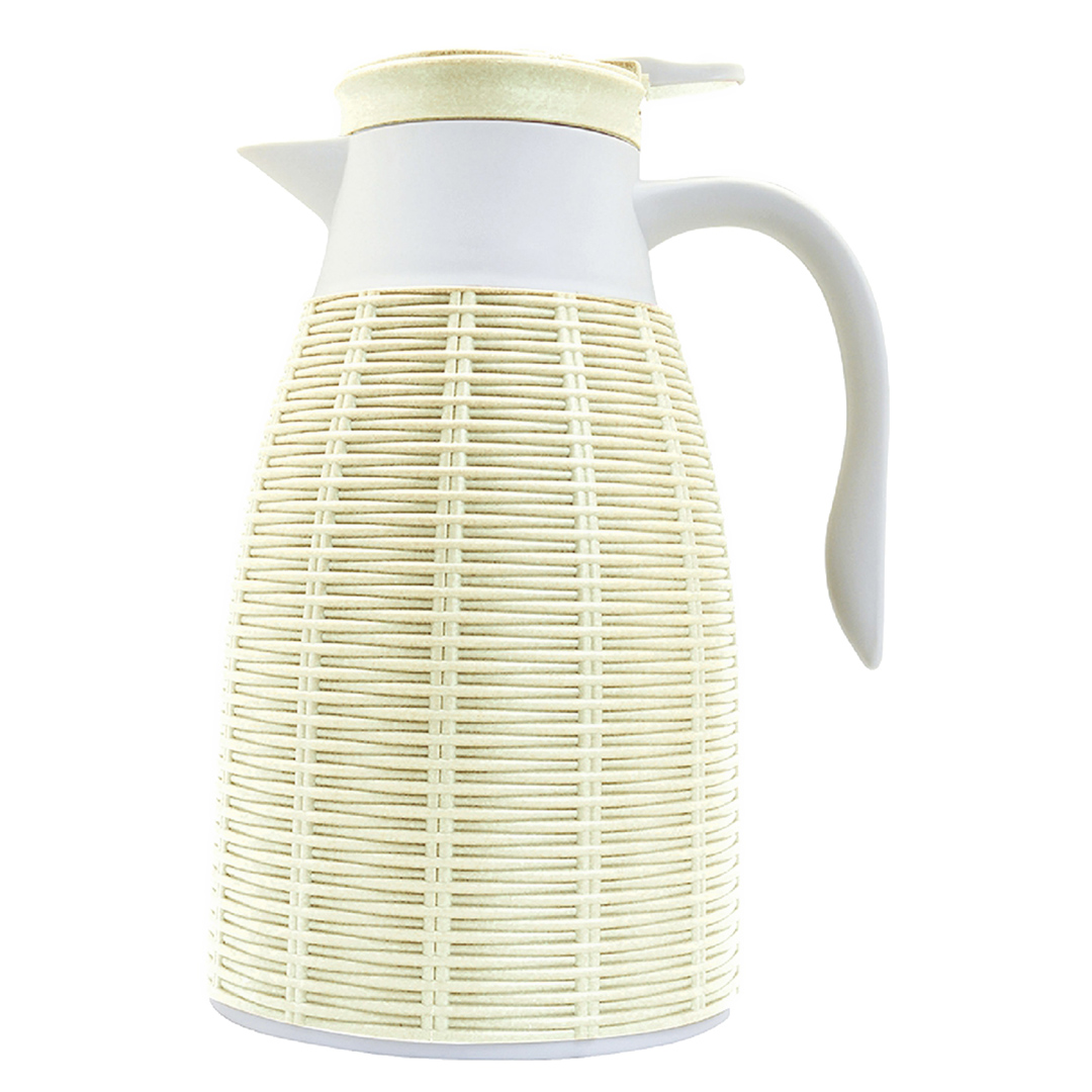 Imagem ilustrativa para Garrafa térmica revestida em plástico com rattan 1L L18xP14,5xA26,5cm cor amarela