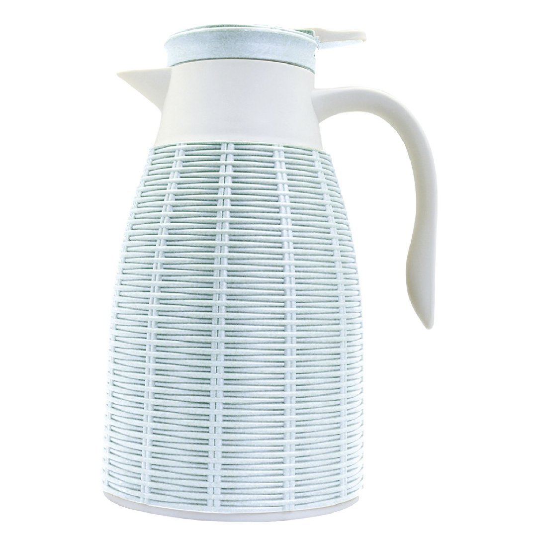 Imagem ilustrativa para Garrafa térmica revestida em plástico com rattan 1L L18xP14,5xA26,5cm cor azul claro