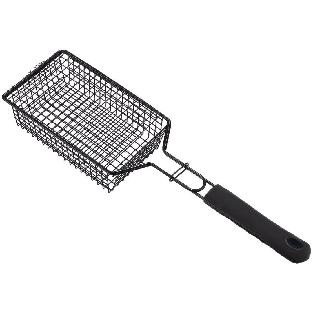 Fotografia para o produto Grelha para churrasco antiaderente com cabo emborrachado L53xP23xA8cm cor preta