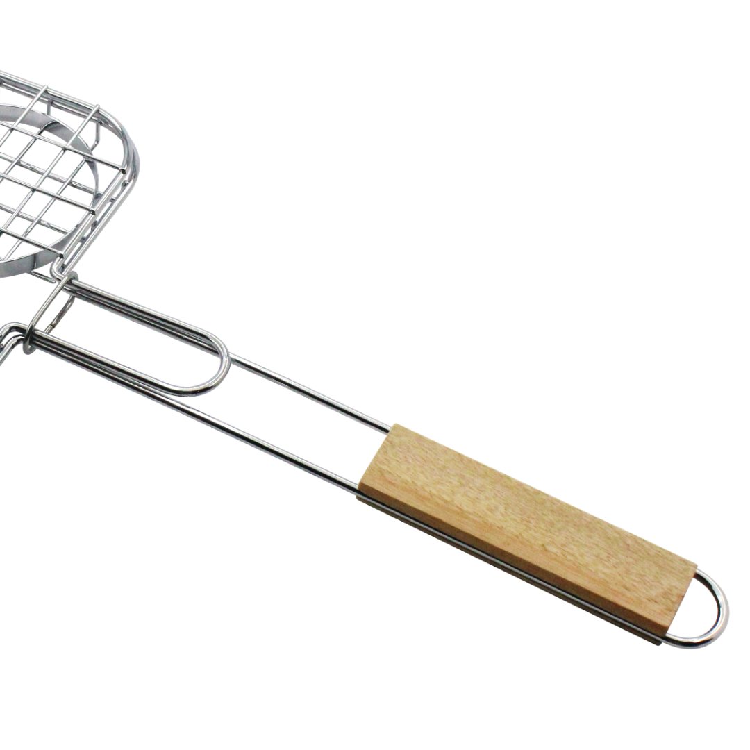 Fotografia para o produto Grelha para hamburguer em aço com cabo de madeira L55,5xP122xA2cm