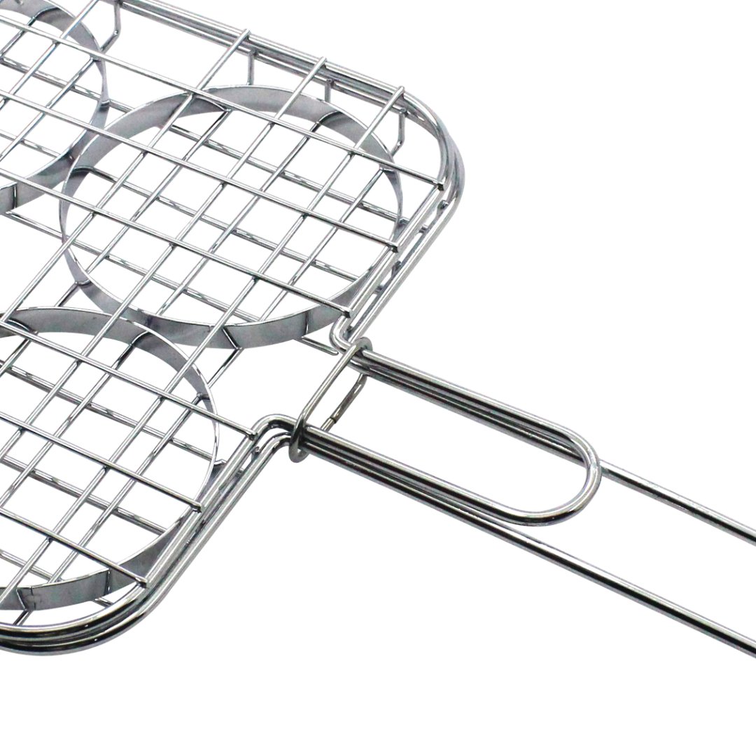 Fotografia para o produto Grelha para hamburguer em aço com cabo de madeira L55,5xP122xA2cm