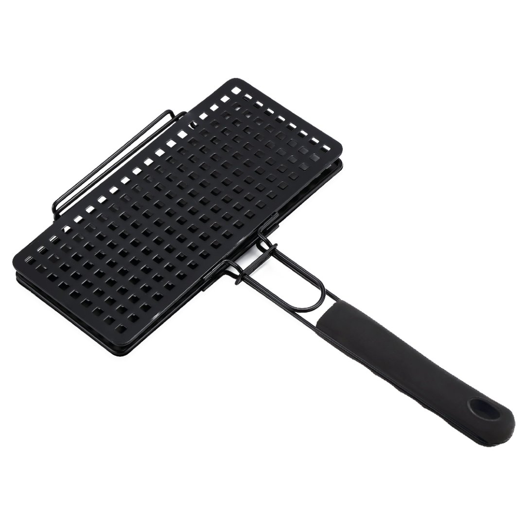 Fotografia para o produto Grelha retangular antiaderente com cabo emborrachado L40xP28xA4cm cor preta