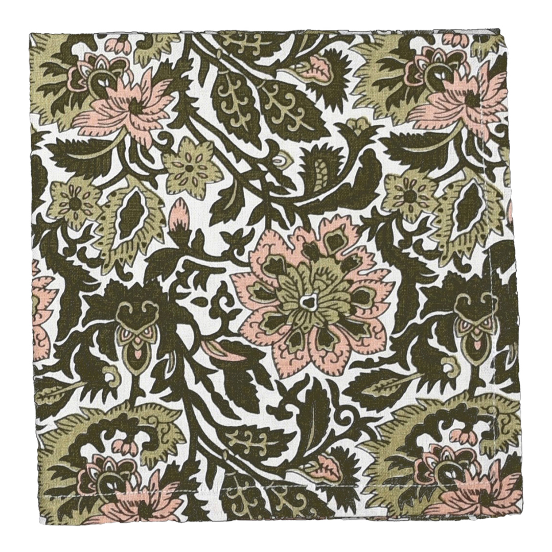 Imagem ilustrativa para Guardanapo em tecido estampado L45xP45cm cor verde e rosa