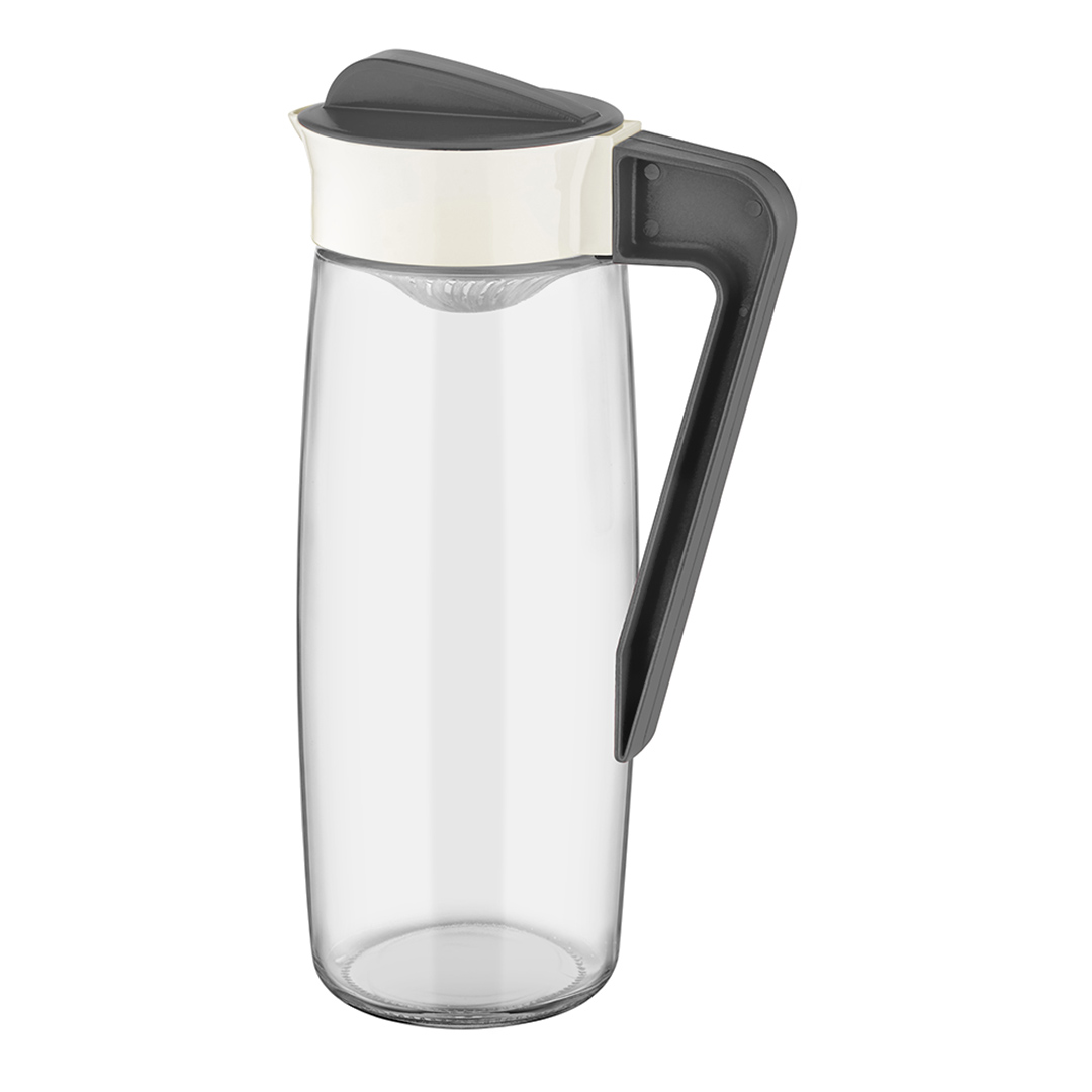 Fotografia para o produto Jarra em vidro com filtro 1,6L com tampa e alça cor cinza Fotografia para o produto Jarra em vidro com filtro 1,6L com tampa e alça cor cinza