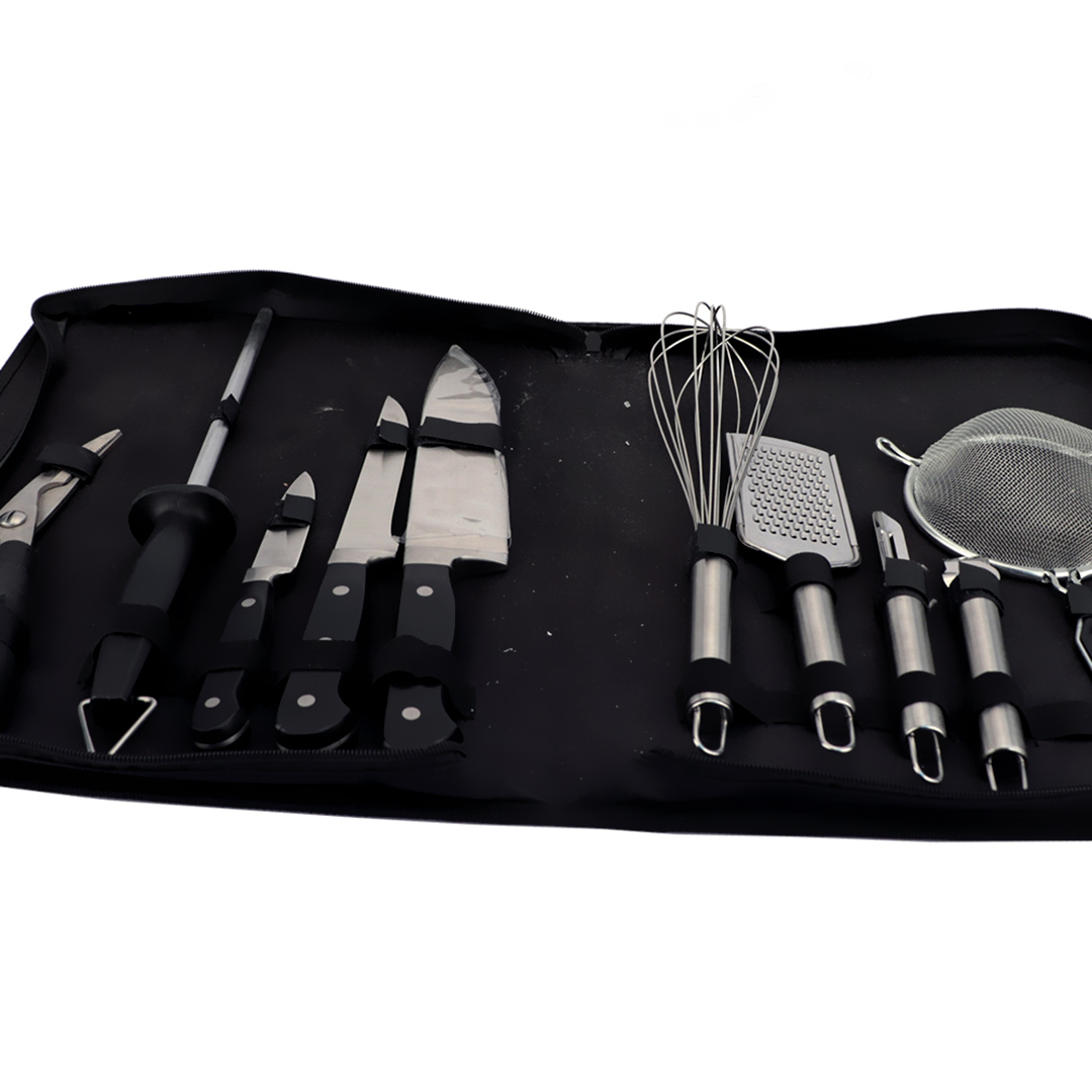 Fotografia para o produto Jogo de 10 peças para churrasco em aço inox com bolsa de nylon