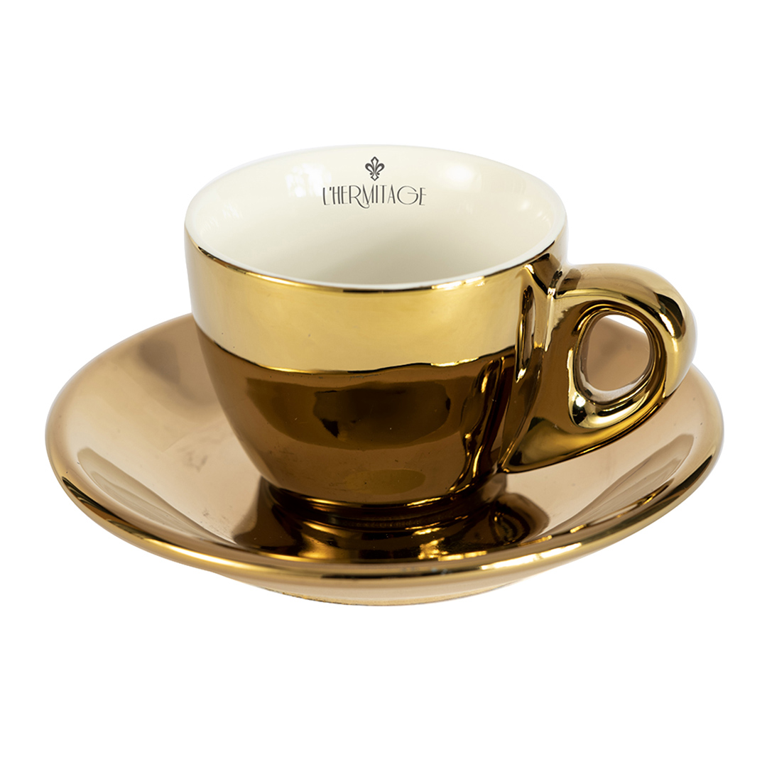 Imagem ilustrativa para Jogo de 12 peças para café em new bone china 80ml cor dourada e branca