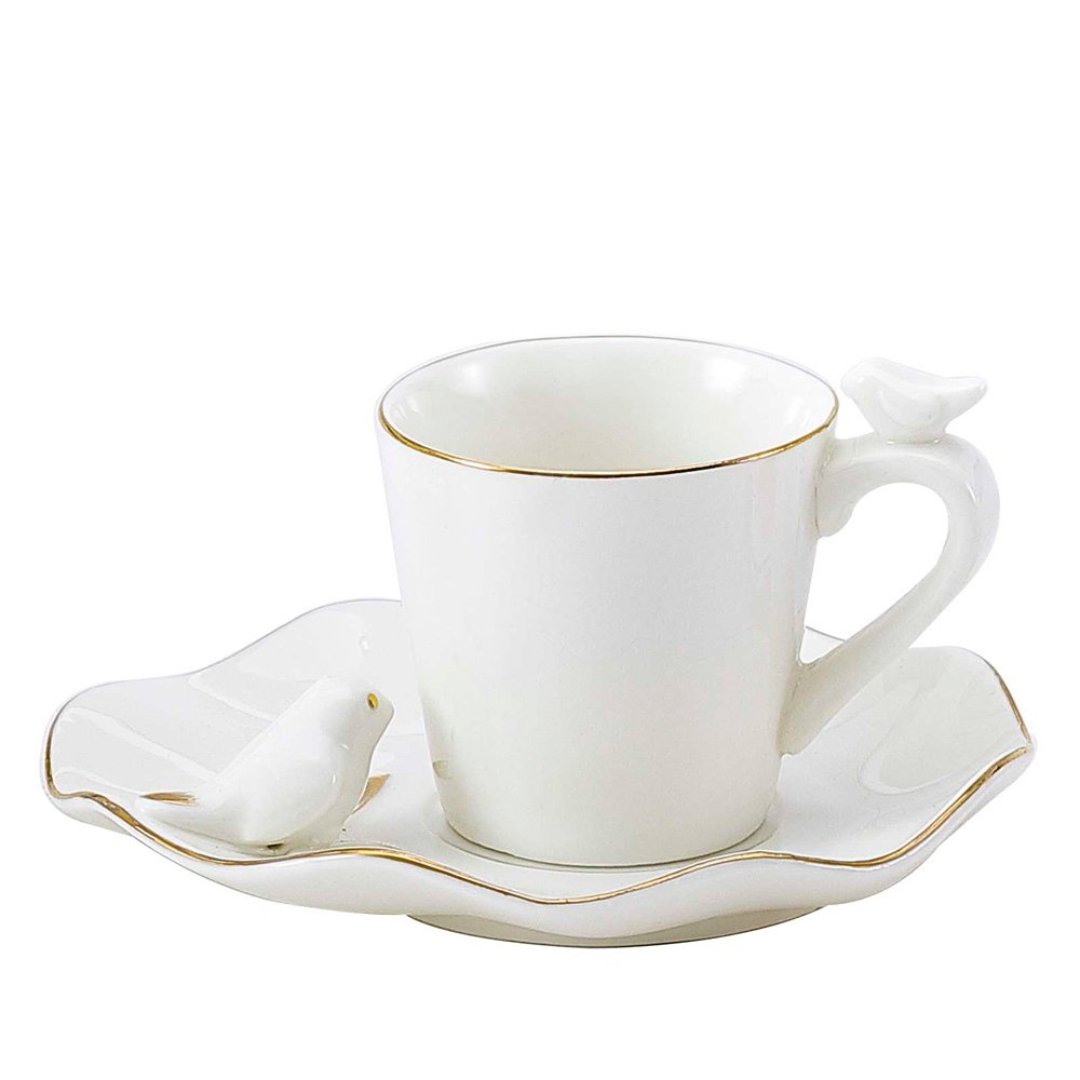 Imagem ilustrativa para Jogo de 12 peças para café birds em new bone china 90ml cor branca