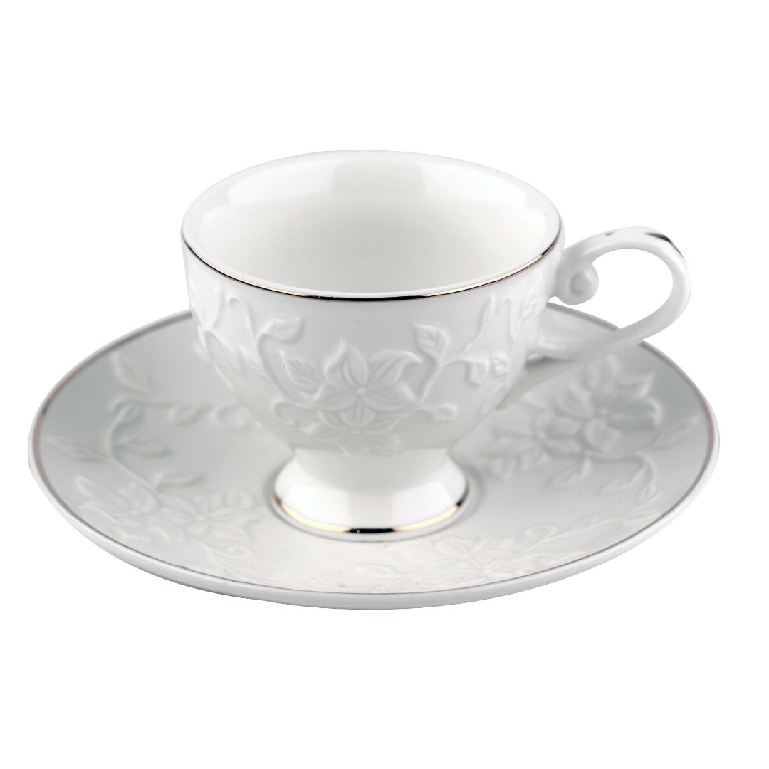 Imagem ilustrativa para Jogo de 12 peças para café em new bone china 90ml cor branca e dourado