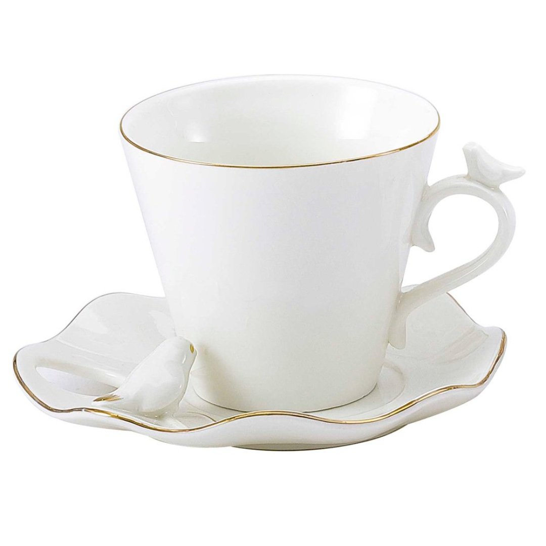 Imagem ilustrativa para Jogo de 12 peças para chá birds em new bone china 180ml cor branca