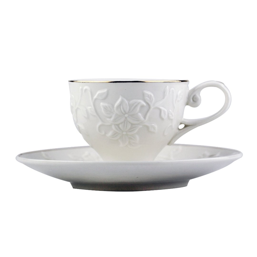 Fotografia para o produto Jogo de 12 peças Scarlet para café em new bone china 90ml cor branca e dourado