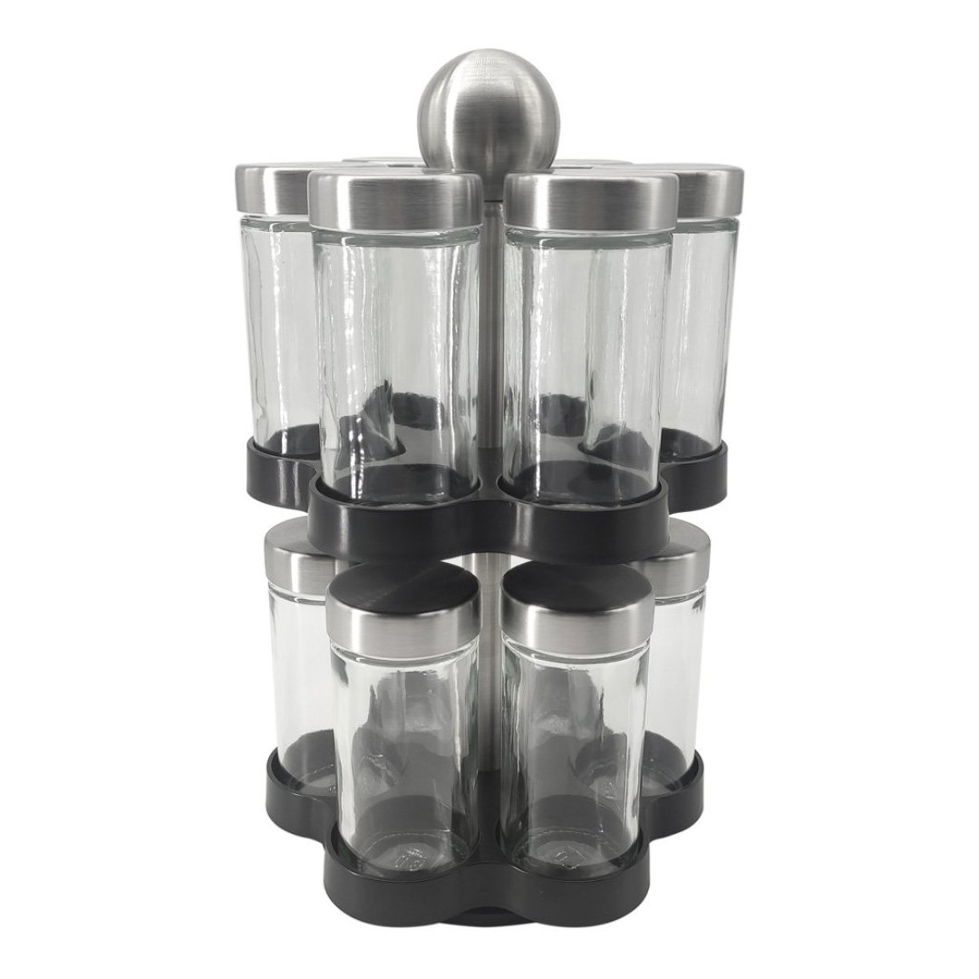 Imagem ilustrativa para Jogo de 12 porta condimentos em aço inox com suporte em plástico Ø15xA26cm