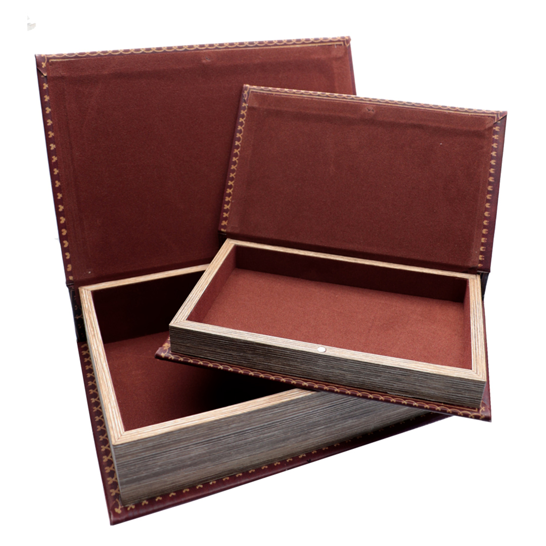 Fotografia para o produto Jogo de 2 caixas livro mundo em mdf e courino L18,5xP6xA26,5cm