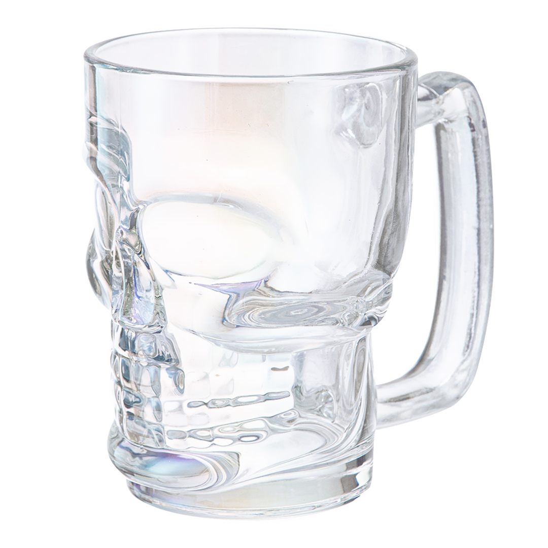 Fotografia para o produto Jogo de 2 canecas para cerveja em vidro caveira 380ml A11.8cm cor furta-cor