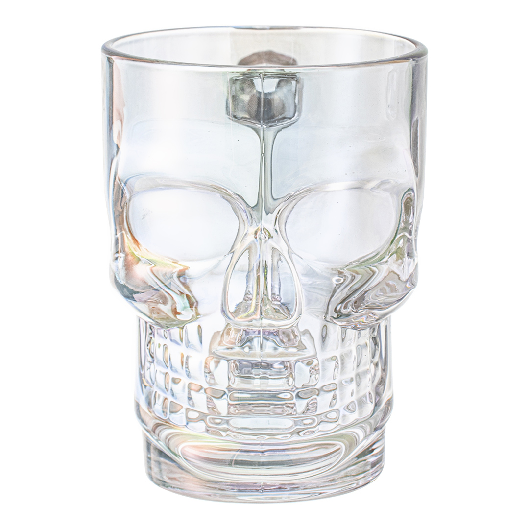 Fotografia para o produto Jogo de 2 canecas para cerveja em vidro caveira 380ml A11.8cm cor furta-cor