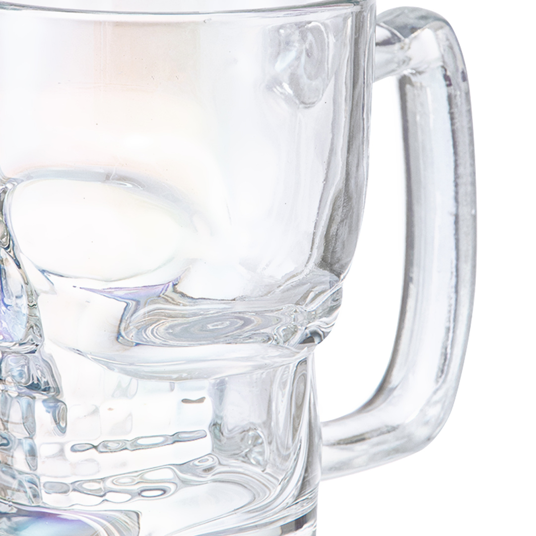 Fotografia para o produto Jogo de 2 canecas para cerveja em vidro caveira 380ml A11.8cm cor furta-cor