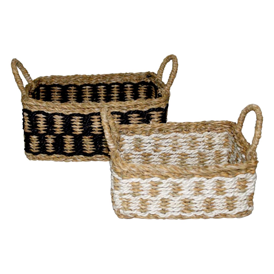 Imagem ilustrativa para Jogo de 2 cestas retangulares em fibra natural com alça 35x25x15/30x20x12