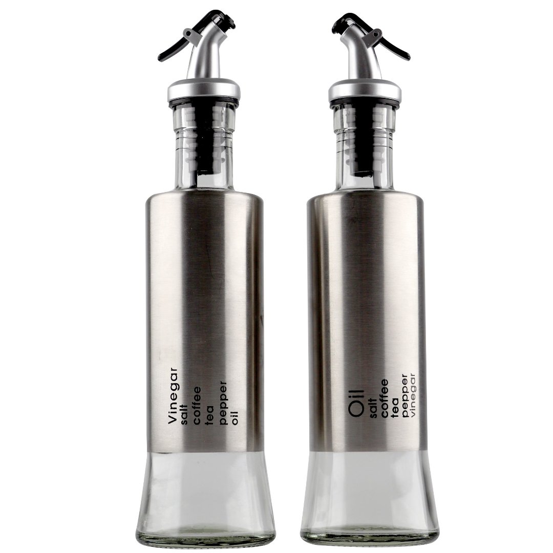 Imagem ilustrativa para Jogo de 2 galheteiros em aço inox 300ml Ø6,3xA25,3cm