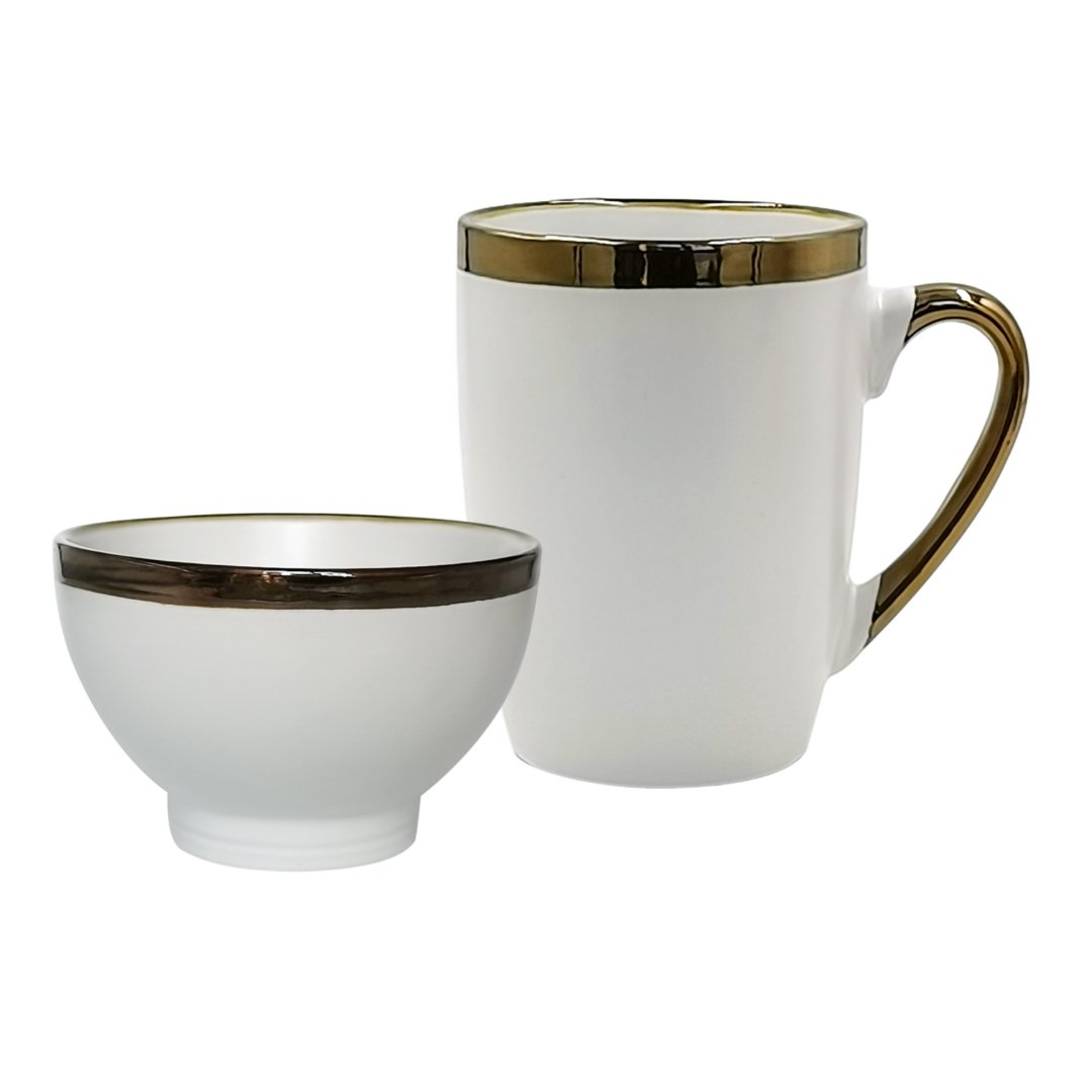 Imagem ilustrativa para Jogo de 2 peças para café da manhã em porcelana cor branca