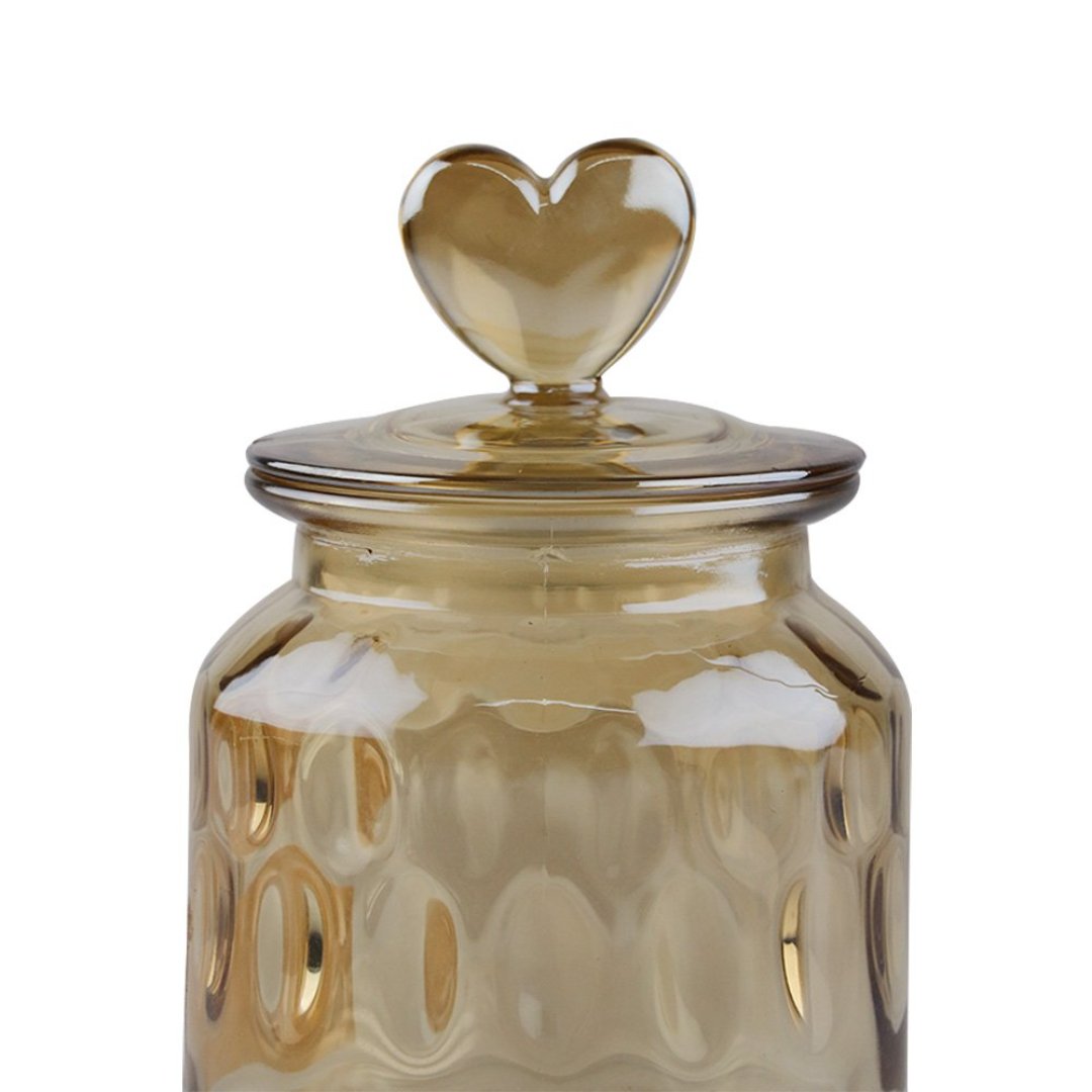 Fotografia para o produto Jogo de 2 porta mantimentos em vidro com tampa 650ml Ø11xA15cm cor âmbar