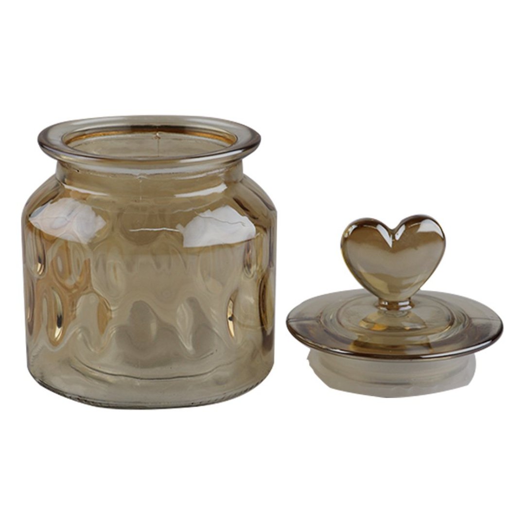 Fotografia para o produto Jogo de 2 porta mantimentos em vidro com tampa 650ml Ø11xA15cm cor âmbar