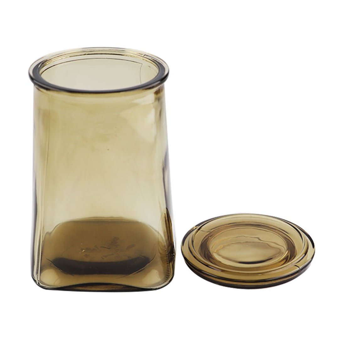 Fotografia para o produto Jogo de 2 porta mantimentos em vidro com tampa 900ml Ø9,5xA15,5cm cor âmbar