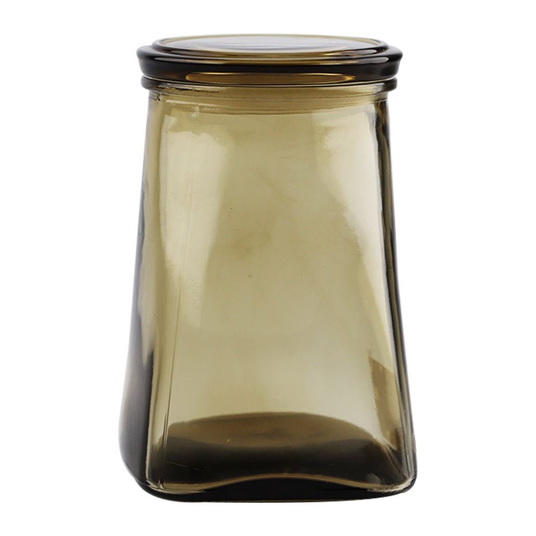 Fotografia para o produto Jogo de 2 porta mantimentos em vidro com tampa 900ml Ø9,5xA15,5cm cor âmbar