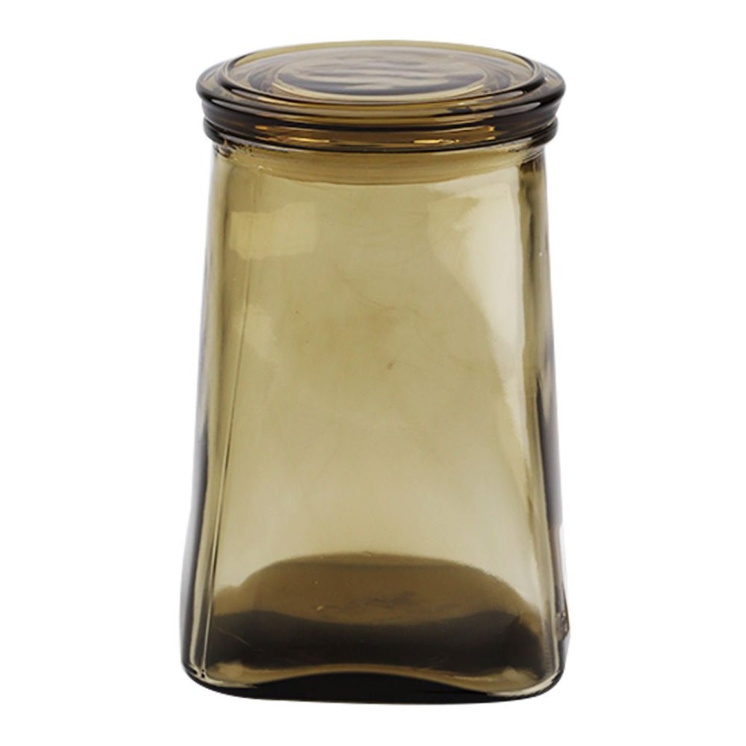 Fotografia para o produto Jogo de 2 porta mantimentos em vidro com tampa 900ml Ø9,5xA15,5cm cor âmbar