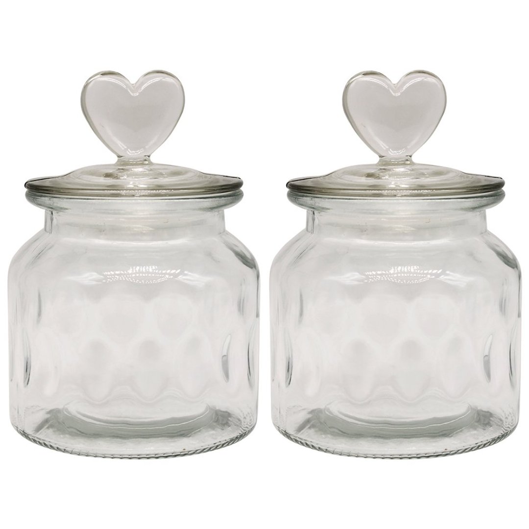 Fotografia para o produto Jogo de 2 porta mantimentos em vidro com tampa 650ml Ø11xA15cm