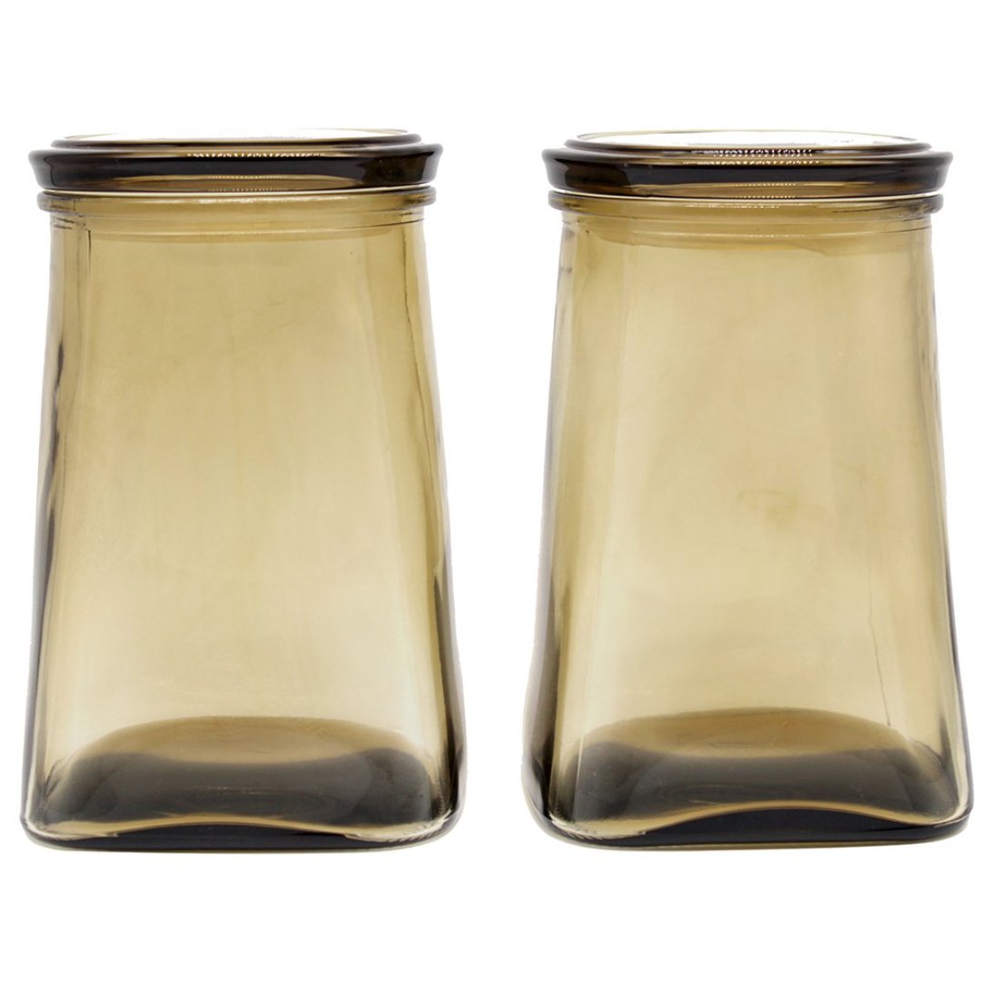 Fotografia para o produto Jogo de 2 porta mantimentos em vidro com tampa 900ml Ø9,5xA15,5cm cor âmbar