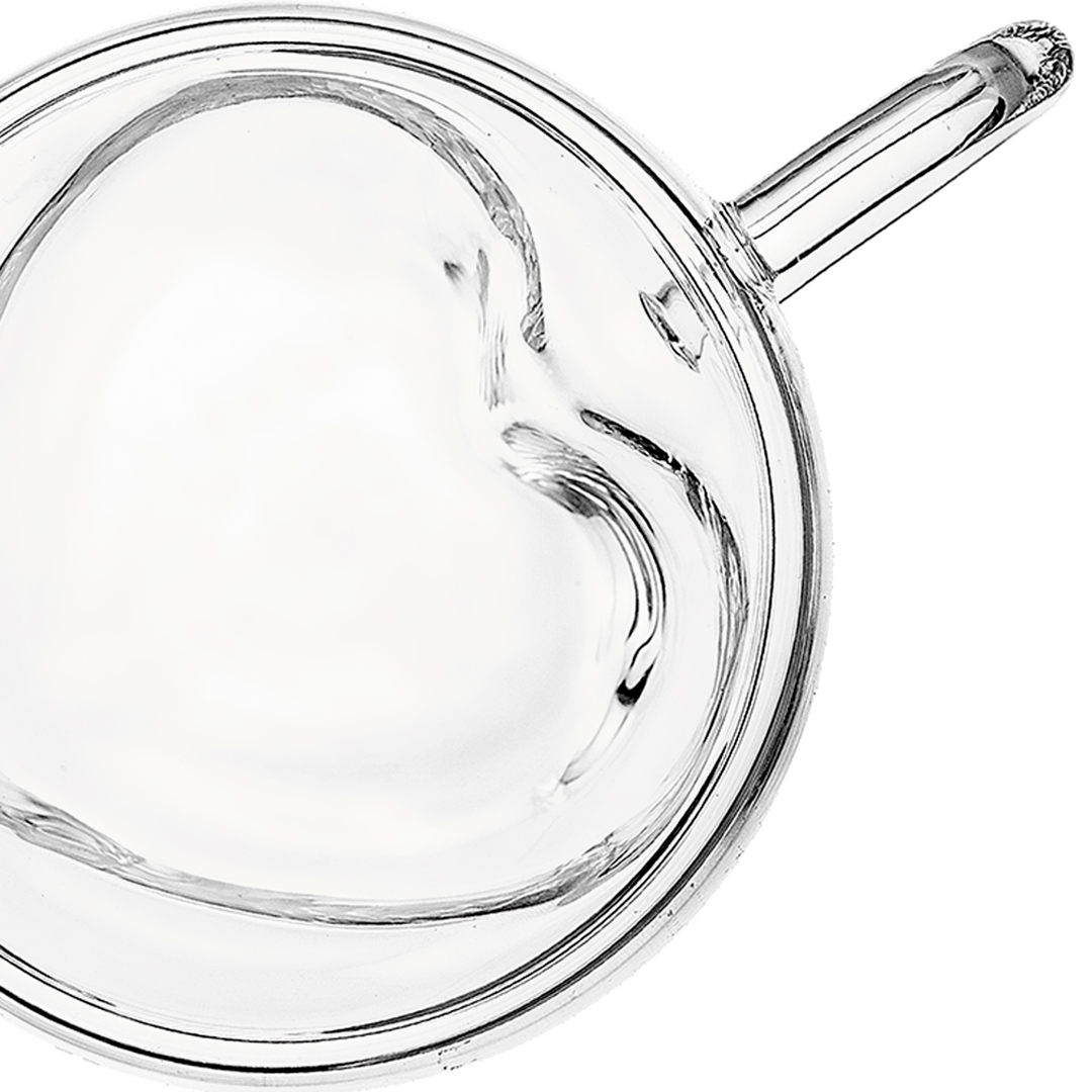 Fotografia para o produto Jogo de 2 xícaras coração parede dupla em vidro borossilicato 80ml