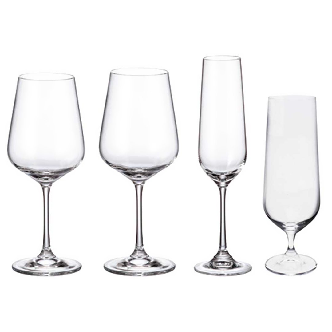 Imagem ilustrativa para Jogo de 24 taças em cristal ecológico 6x(200/380/450/580ml)