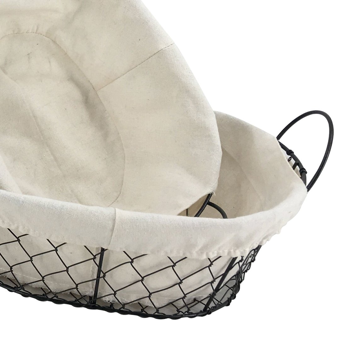 Fotografia para o produto Jogo de 3 cestas ovais com alça em ferro e tecido 35x28/31x24/27x20