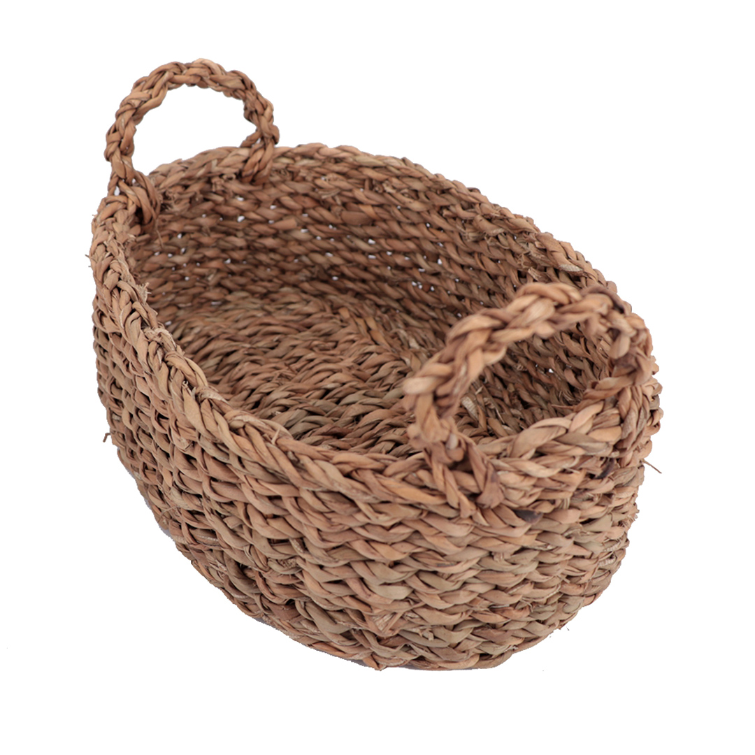 Fotografia para o produto Jogo de 3 cestas ovais com alça em fibra natural L36xP26xA11cmL31xP21xA9cmL24xP17xA7cm