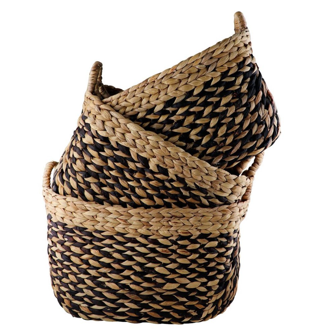 Fotografia para o produto Jogo de 3 cestas ovais Mundi em fibra natural com alca L36xP23xA32cm/L40xP25xA33cm/L45xP29xA35cm