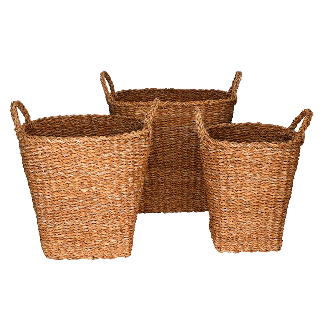 Imagem ilustrativa para Jogo de 3 cestas redondas em fibra natural com alça 38x35/32x32/25x29