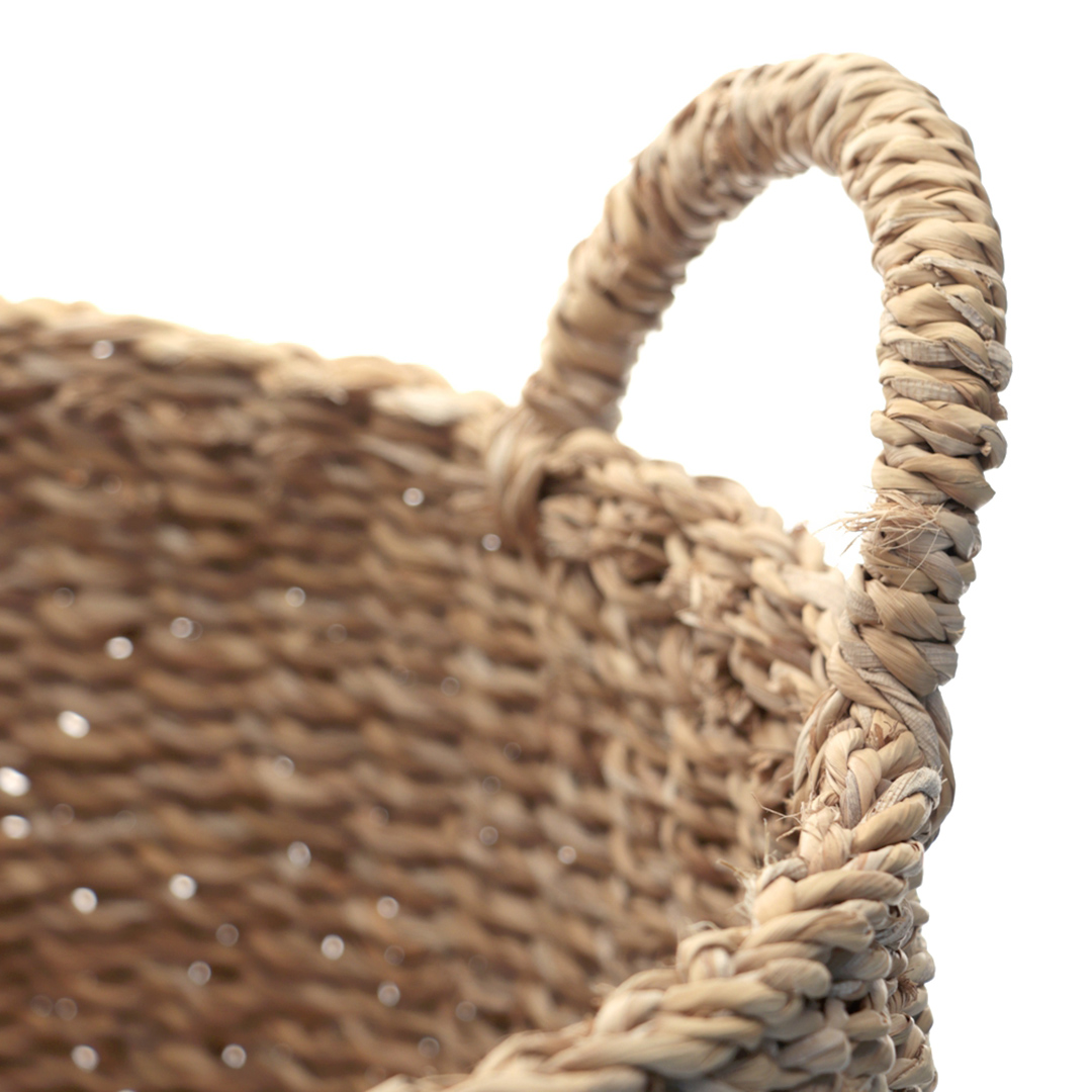 Fotografia para o produto Jogo de 3 cestas redondas com alça em fibra natural Ø40xA35cmØ35xA32cmØ30xA29cm