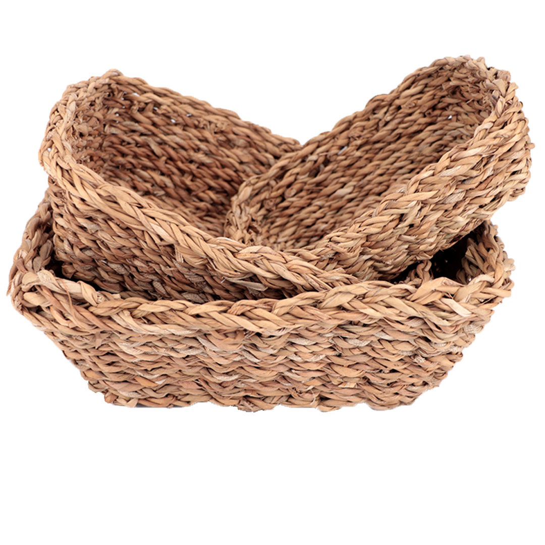 Fotografia para o produto Jogo de 3 cestas retangulares em fibra natural L28xP24xA10cmL24xP20xA8cmL20xP16xA6cm