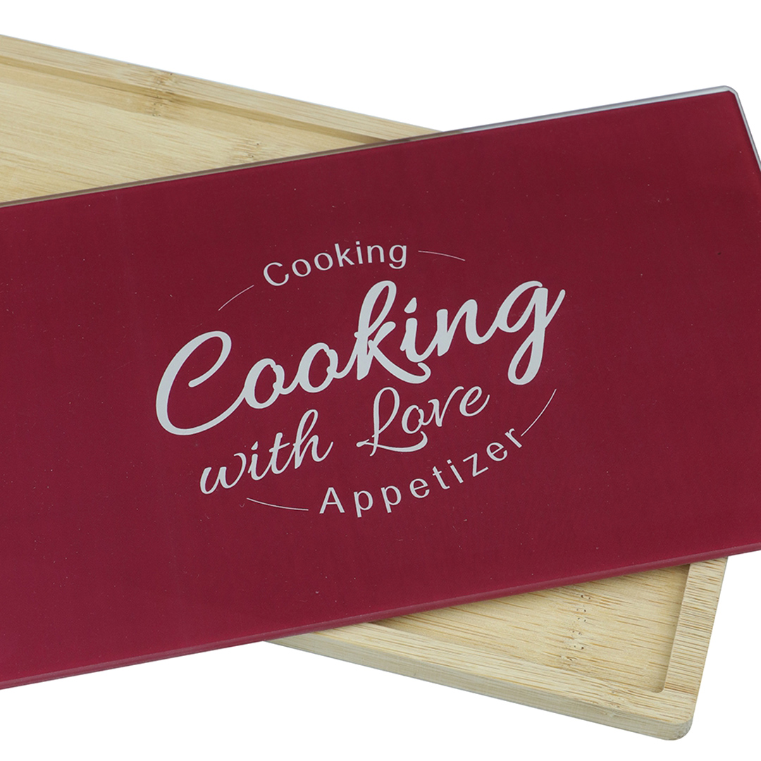 Fotografia para o produto Jogo de 3 peças em bambu e vidro L34xP15xA2,6cm