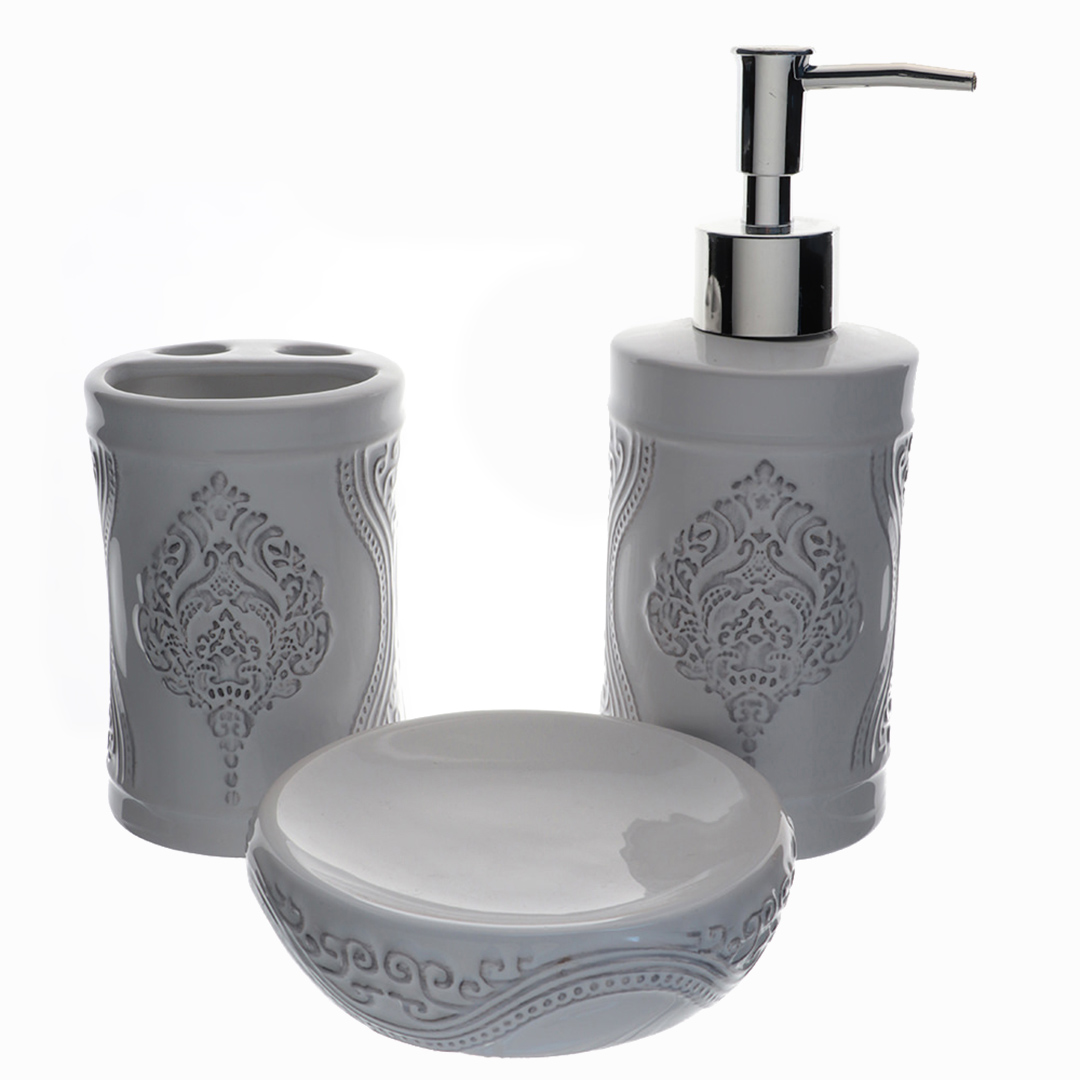 Imagem ilustrativa para Jogo de 3 peças para banheiro em cerâmica 320ml L23,5xP19xA8,1cm cor branca