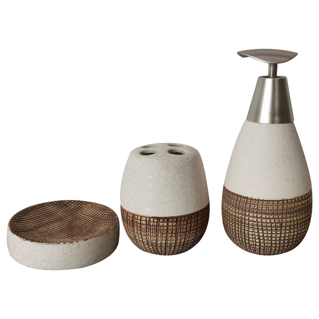 Fotografia para o produto Jogo de 3 peças para banheiro Toilet em ceramica 400ml cor bege Fotografia para o produto Jogo de 3 peças para banheiro Toilet em ceramica 400ml cor bege