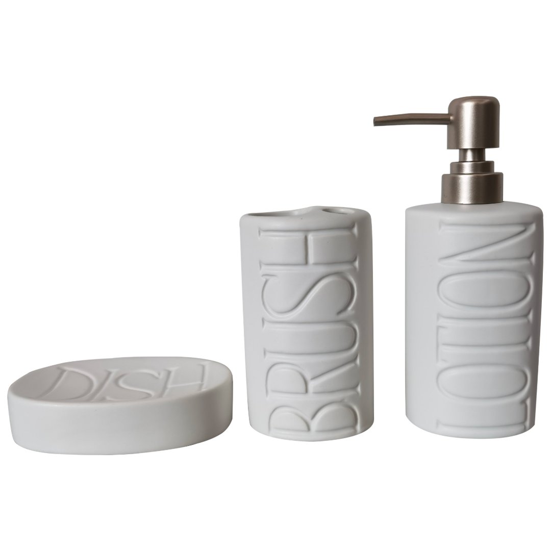 Fotografia para o produto Jogo de 3 peças para banheiro Toilet em ceramica 400ml cor branca Fotografia para o produto Jogo de 3 peças para banheiro Toilet em ceramica 400ml cor branca