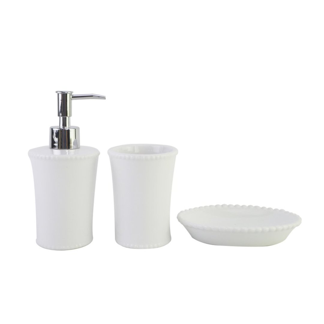 Imagem ilustrativa para Jogo de 3 peças para banheiro em dolomita 280ml cor branca