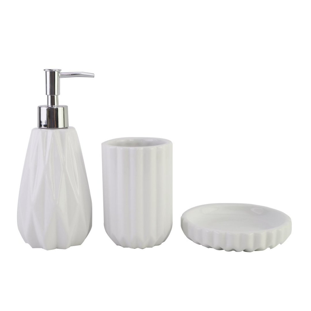 Fotografia para o produto Jogo de 3 peças para banheiro Toilet em dolomita 320ml cor branca Fotografia para o produto Jogo de 3 peças para banheiro Toilet em dolomita 320ml cor branca