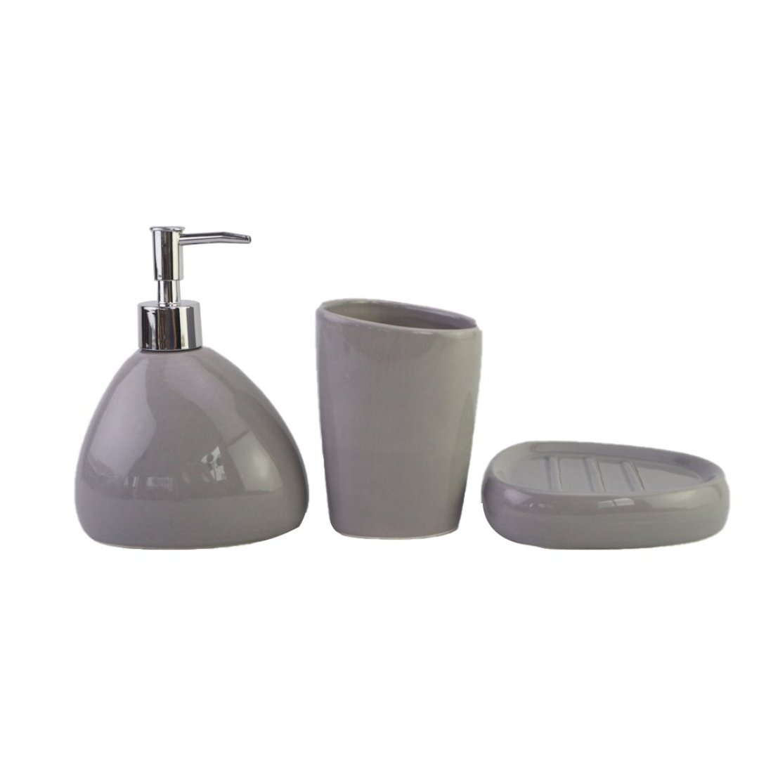 Fotografia para o produto Jogo de 3 peças para banheiro Toilet em dolomita 320ml cor taupe Fotografia para o produto Jogo de 3 peças para banheiro Toilet em dolomita 320ml cor taupe