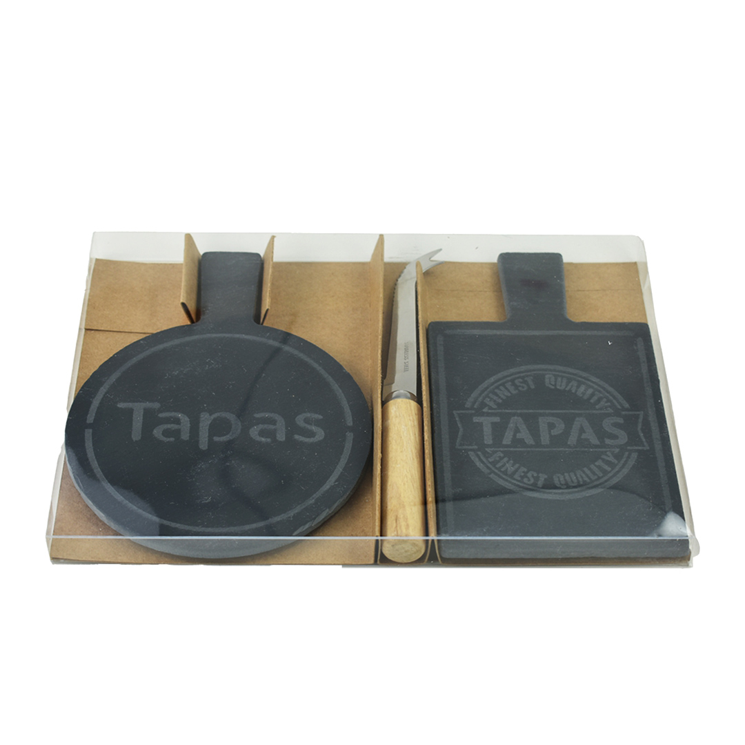 Imagem ilustrativa para Jogo de 3 peças para queijo em ardósia L28xP19xA2cm