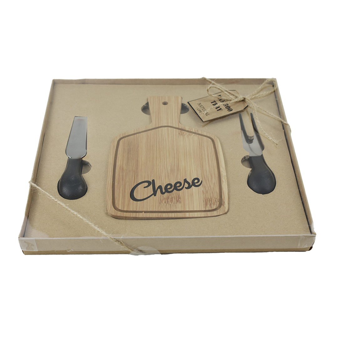 Imagem ilustrativa para Jogo de 3 peças para queijo em bambu L25,5xP24xA2,5cm